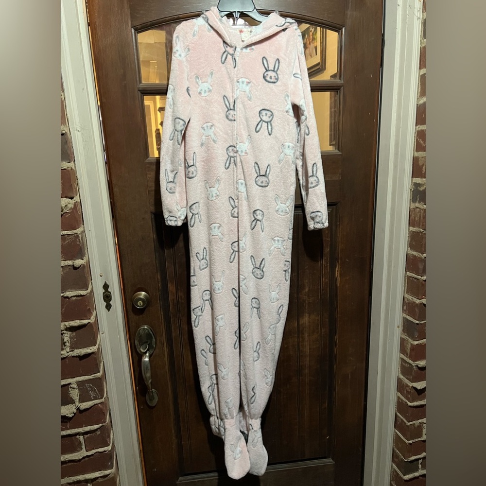 Girls’ Ragdolls & Rockets Footed PJ Onesie with Hood & Bunny Ears, size XL, EUC